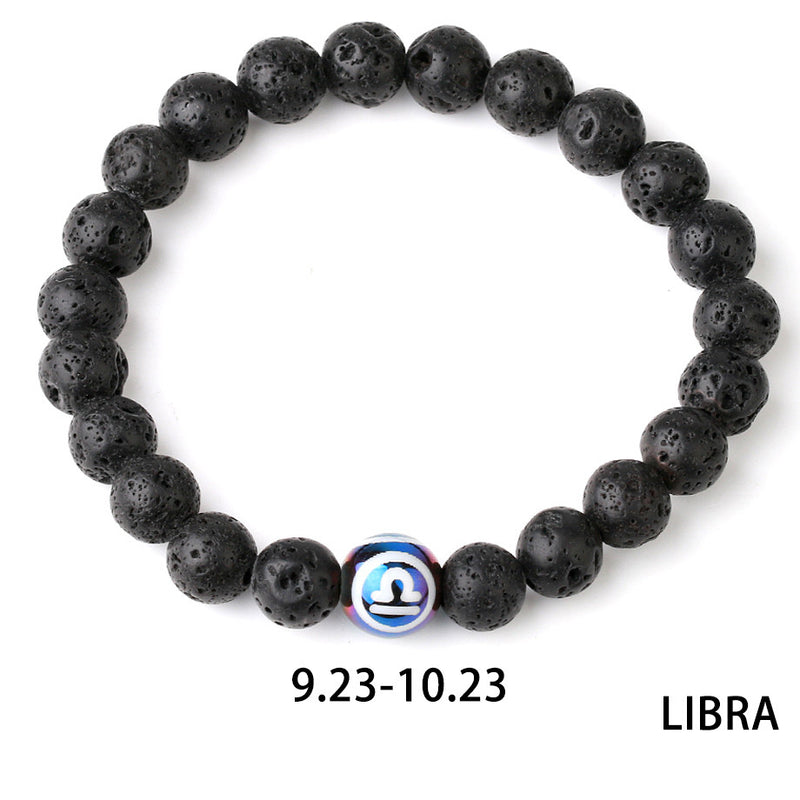 Zodiac Couple Natural Lava Stone Bracelet