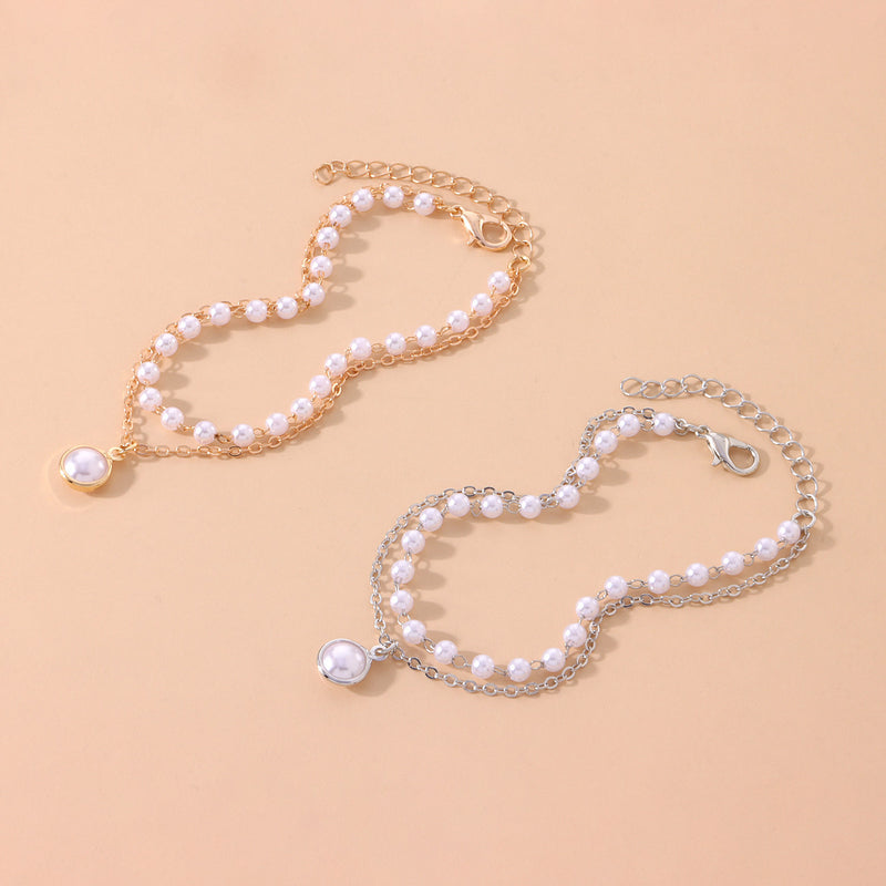 Net Red Retro Ins Simple Double-layer Pearl Bracelet