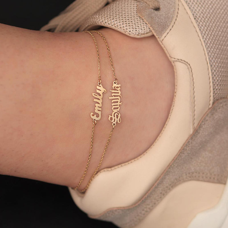Personalized Custom 316L Stainless Steel Jewelry, English Alphabet Name Anklet