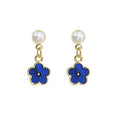 Women's Silver Needle Klein Blue Small Flower Stud Earrings