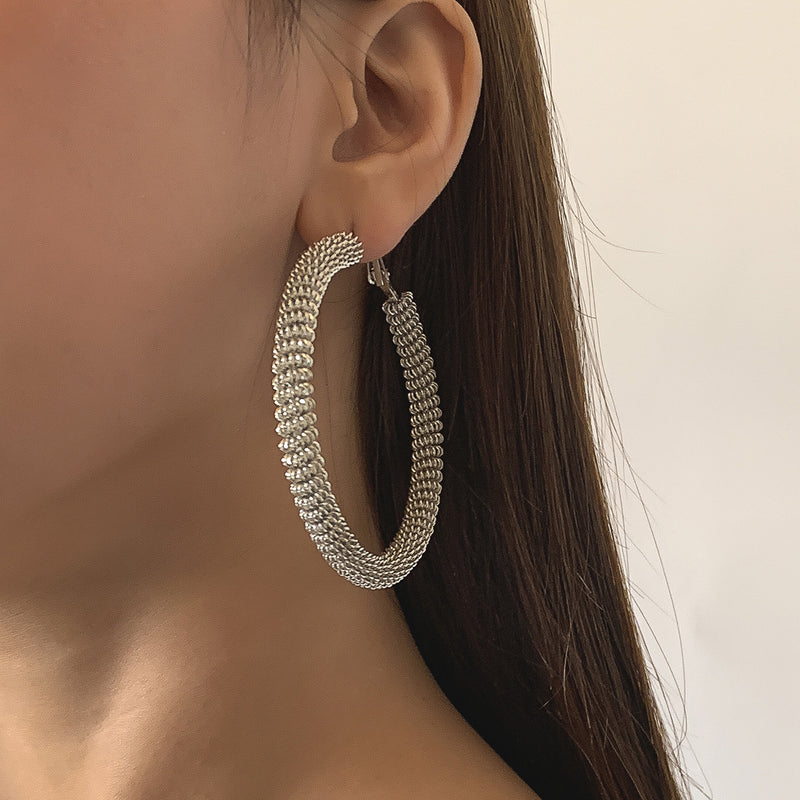 Hong Kong Style Exaggerated Metal Spiral Big Circle Earrings