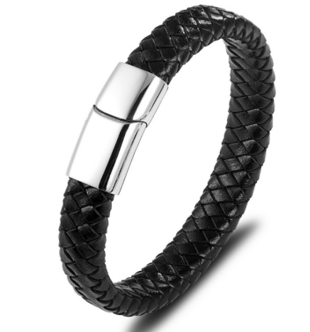 Stainless Steel Bracelet Fashion Couple Braided Leather Cord