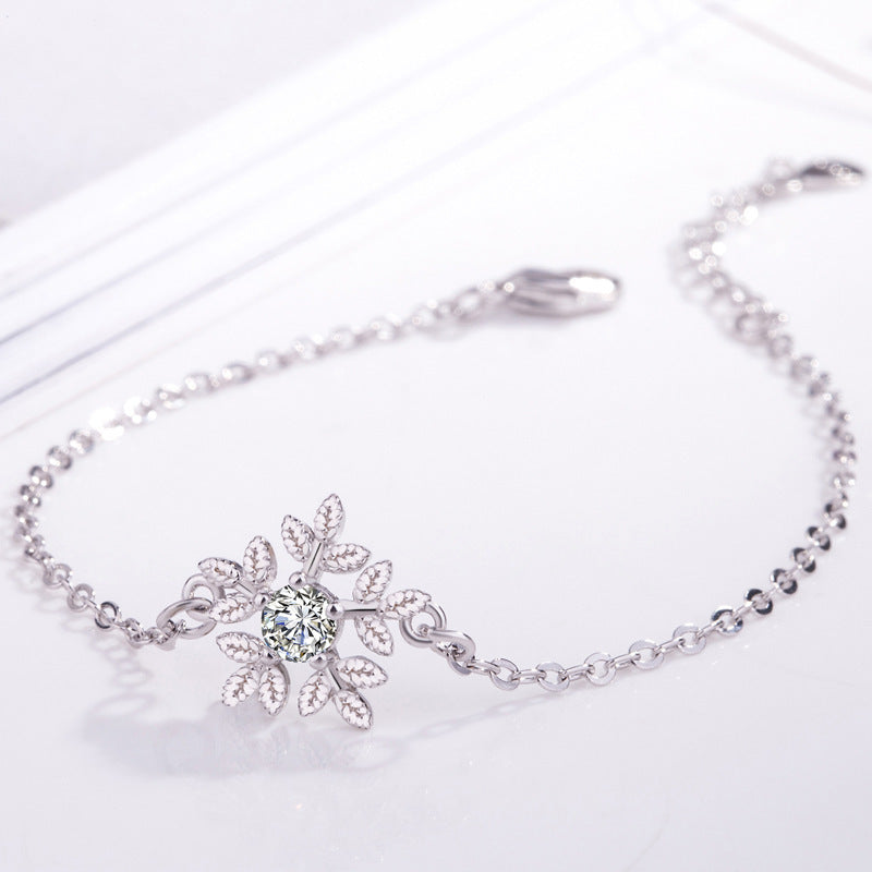 Silver elk snowflake bracelet