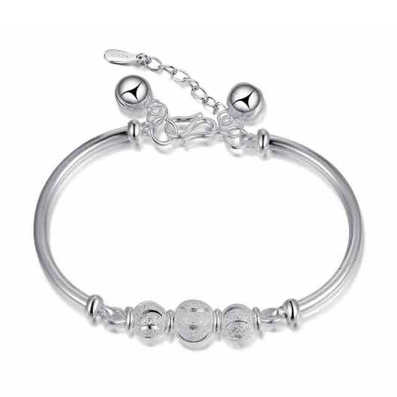 Turning Beads and Bells Silver Plated Bracelet