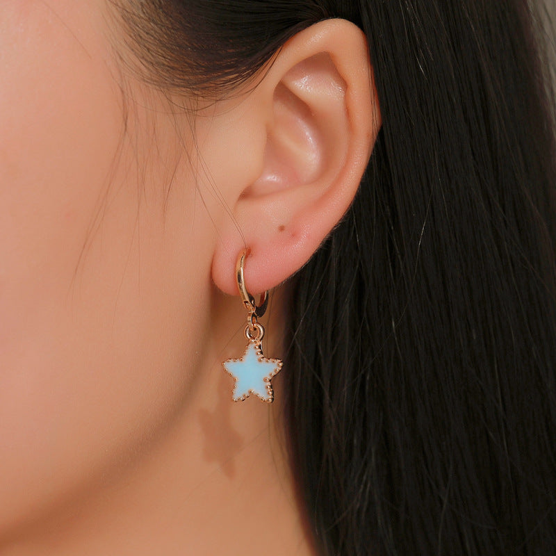 Dripping five-pointed star earrings