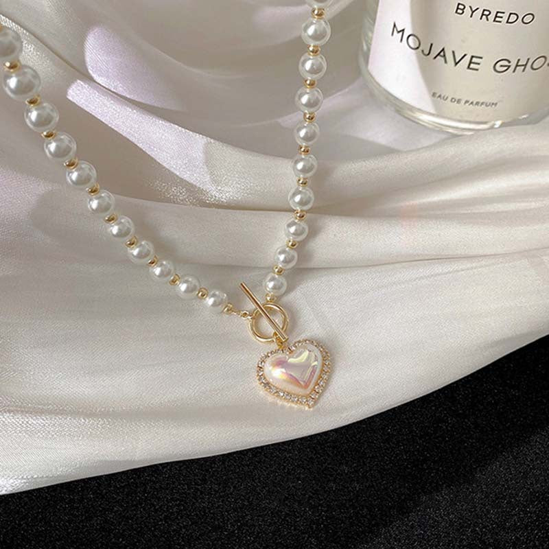 Super Fairy Temperament  Pearl Love Necklace