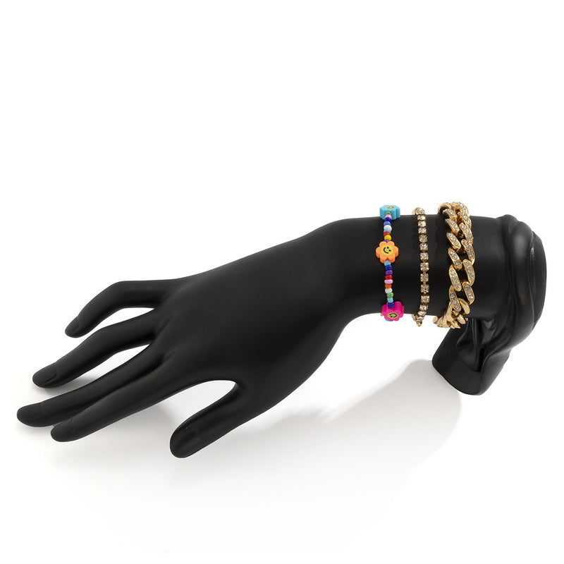 Vintage Cuban Full Diamond Chain Bracelet Set