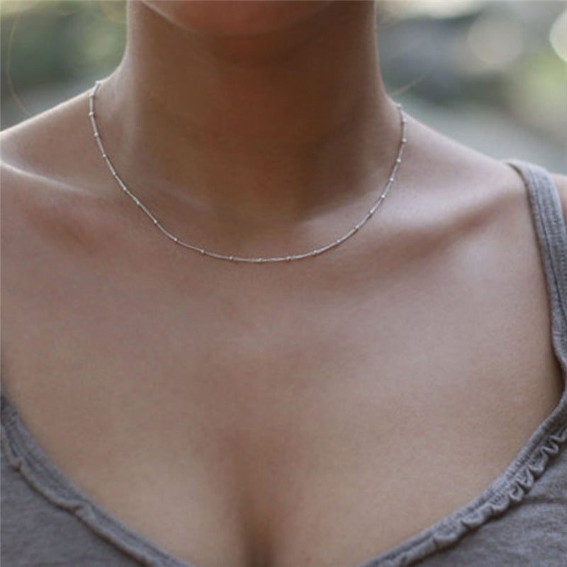 Peas chain plated simple stacked belt wild clavicle chain