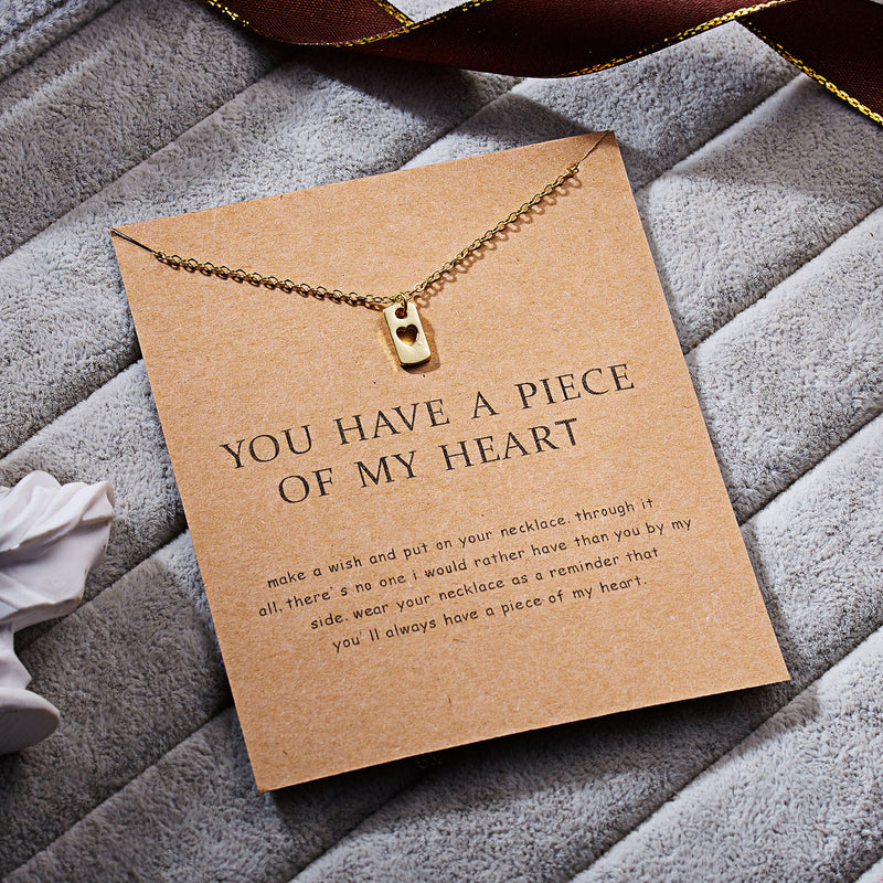 You Have A Piece Of My Heart Heart Alloy Paper Card Necklace