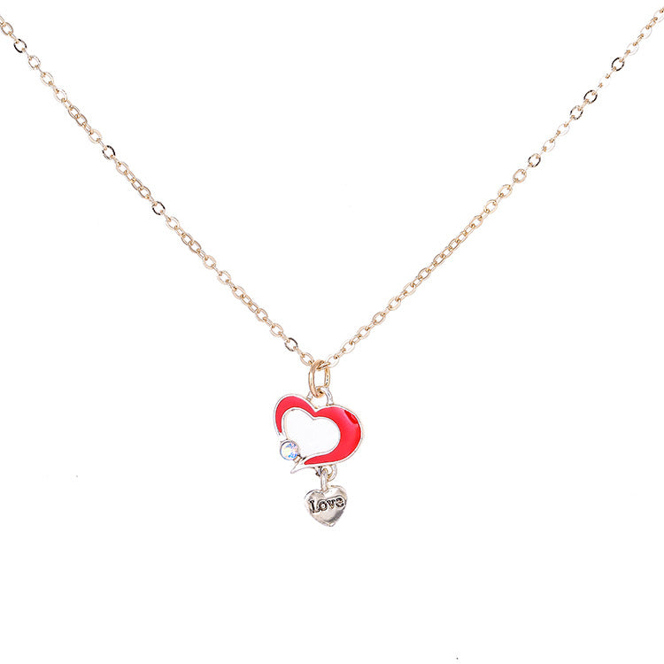 Small Temperament Sweet And Cute Little Red Heart Love Necklace