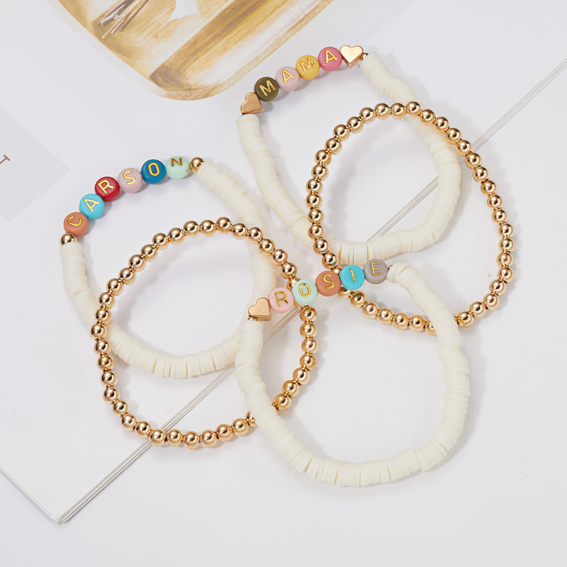 Women's Acrylic Round Bead Bracelet Set