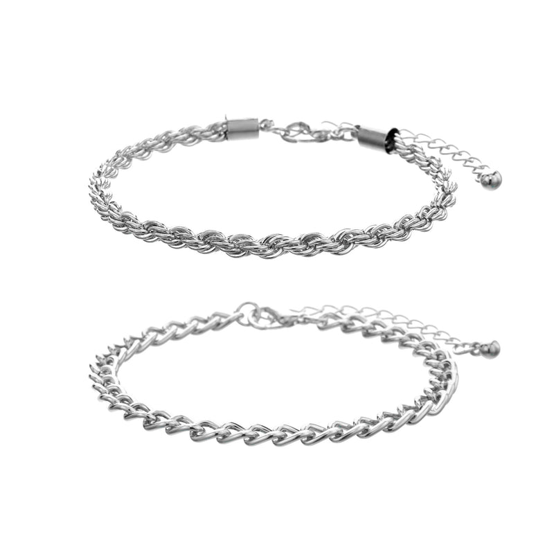 Two-piece Fashion Twist Rope Alloy Thick Chain Bracelet