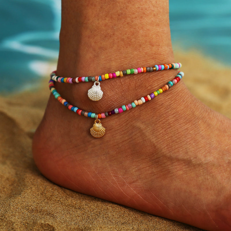 Vintage alloy scallop pendant anklet