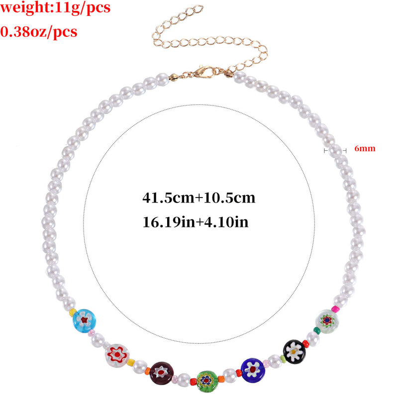 Womens Pearl Necklace Fashion Temperament  Geometric Short Style