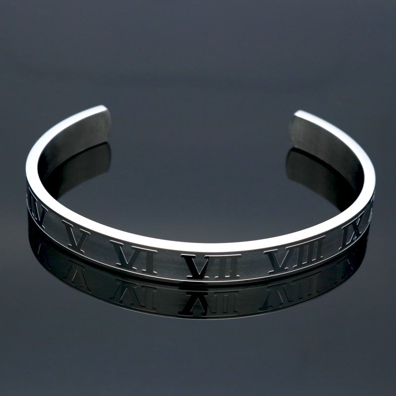 Titanium steel bracelet with Roman numerals