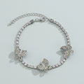 Color Butterfly Single Layer Anklet With Micro-inlaid Rhinestone Claw Chain