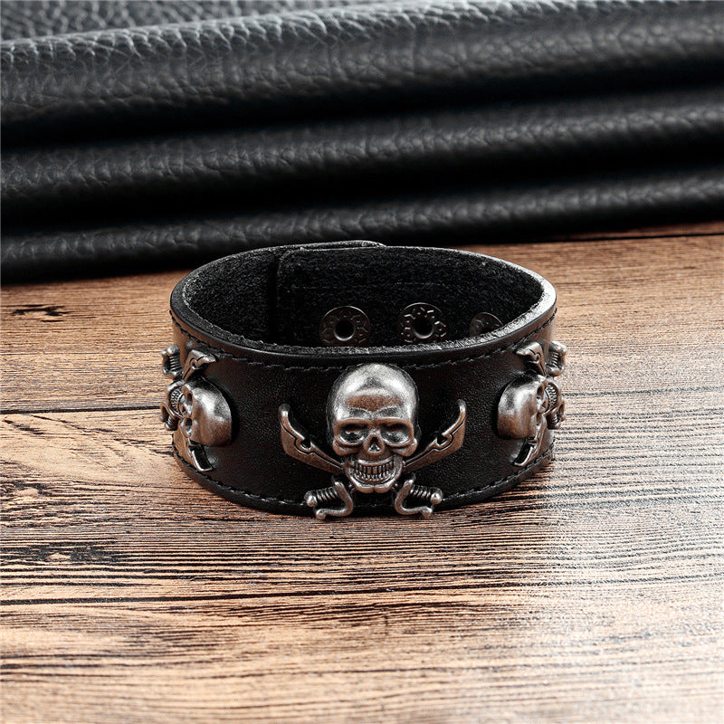 Adjustable button Skull Bracelet