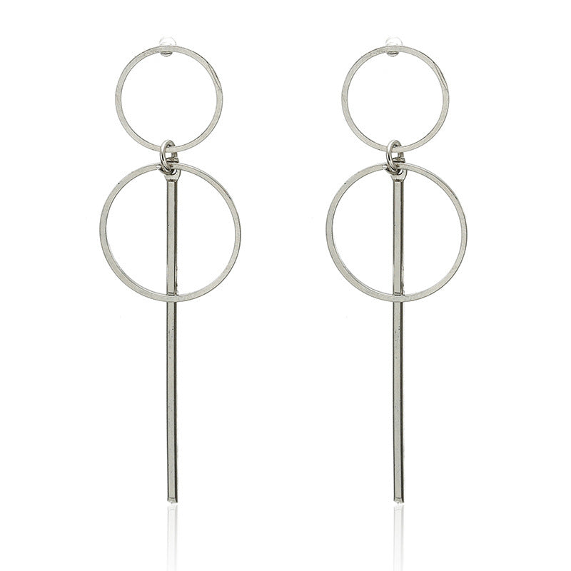 Geometric metal round earrings