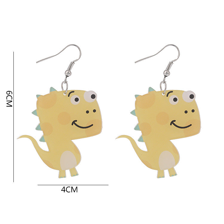 Creative Handmade Acrylic Cartoon Dinosaur Earrings