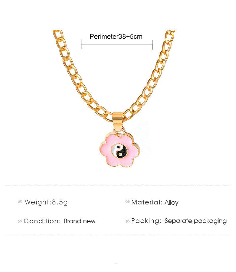 Metal Yin Yang Tai Flower Clavicle Chain Personality