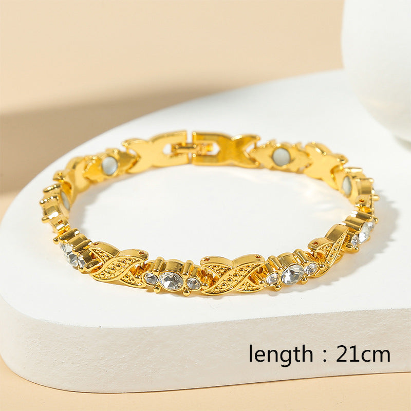 Ladies' Interlocking Gold And Diamond Magnet Bracelet