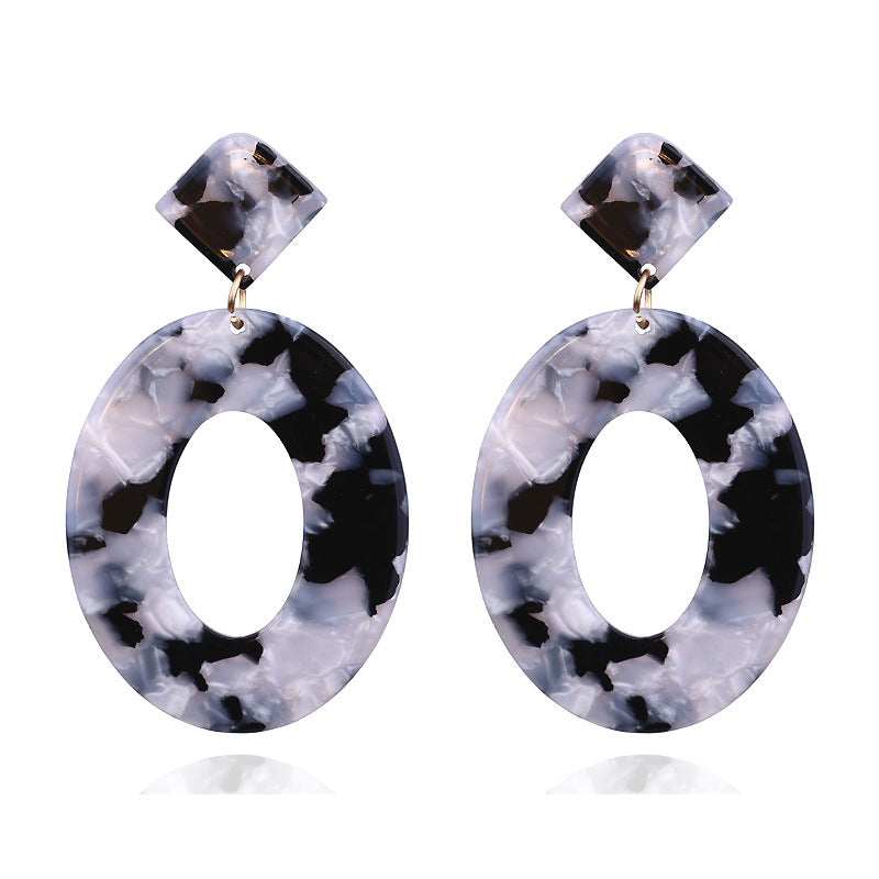 Fashion ZA Jewelry Acrylic Resin Oval Dangle Earrings For Women Geometry Big Circle Tortoiseshell Earrings Acetate Brincos