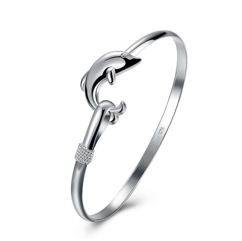 Personalized Accessories Silver Single-Line Dolphin Bracelet