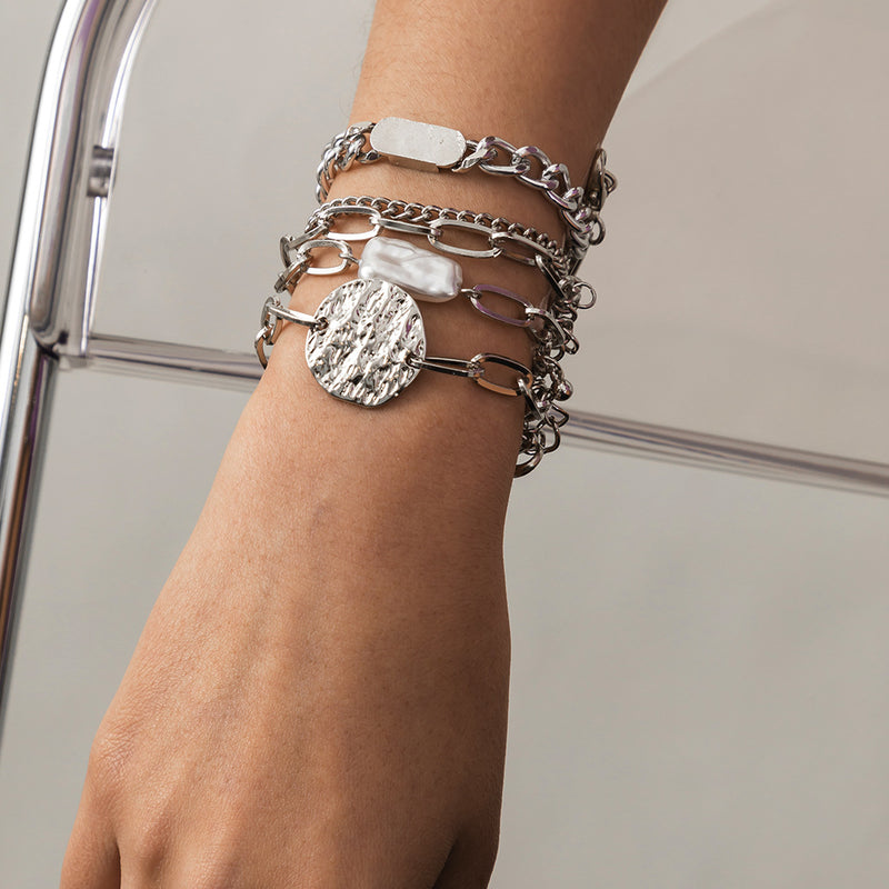 Punk Style Metal Hollow Claw Chain Bracelet Set Temperament