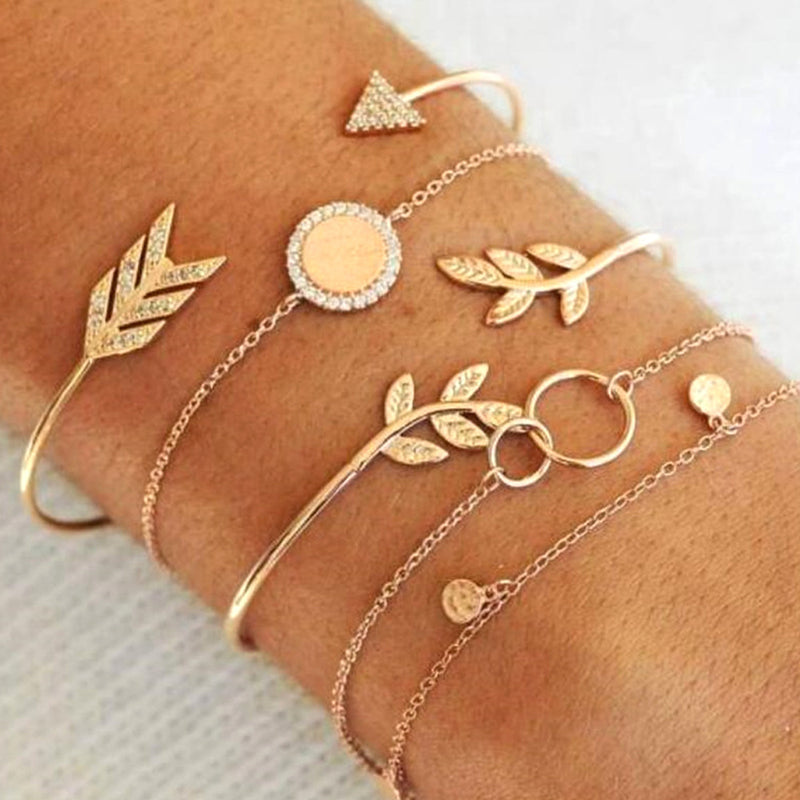 Leaf Love Triangle LOVE Bracelet Set