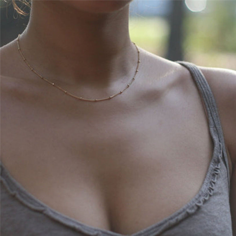 Peas chain plated simple stacked belt wild clavicle chain