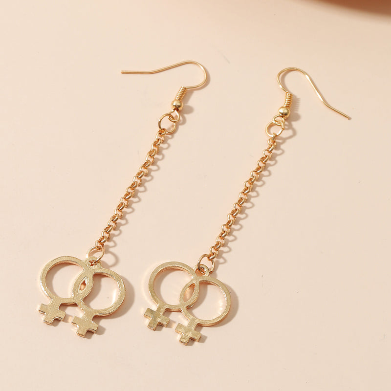 Creative Girl Symbol Earrings Ins Style Simple Alloy Long Section