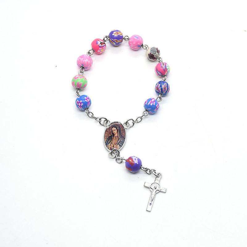 Colored Soft Ceramic Beads Rosary Bracelet Christian