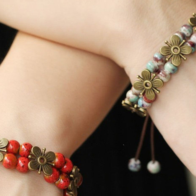 Four-leaf clover hand-woven bead chain
