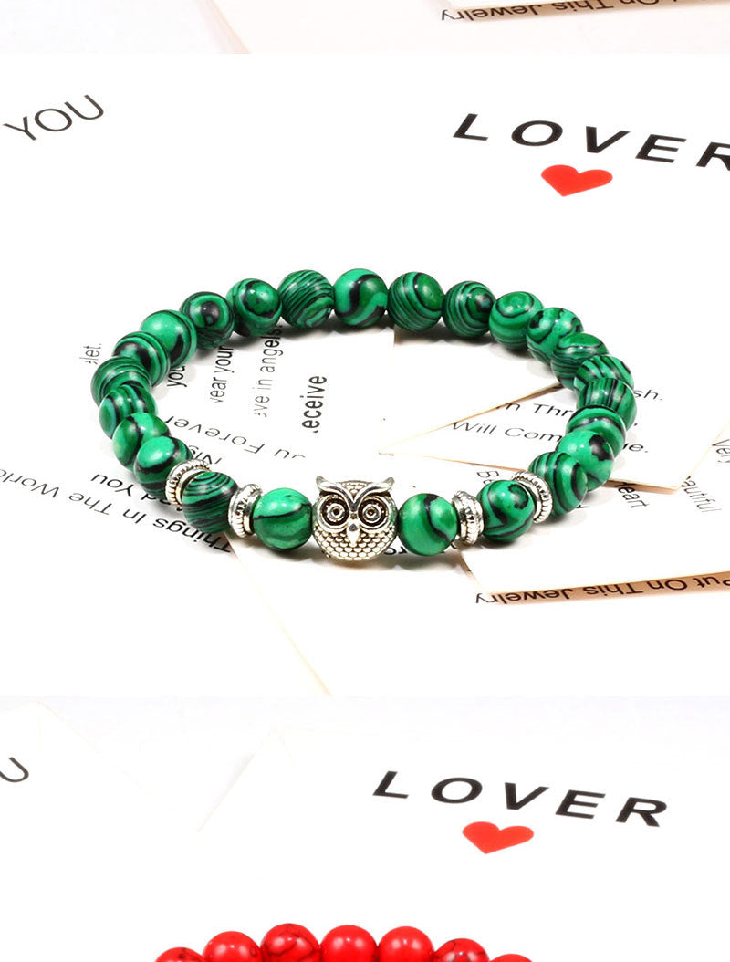 Turquoise Beaded Owl Yoga Bracelet