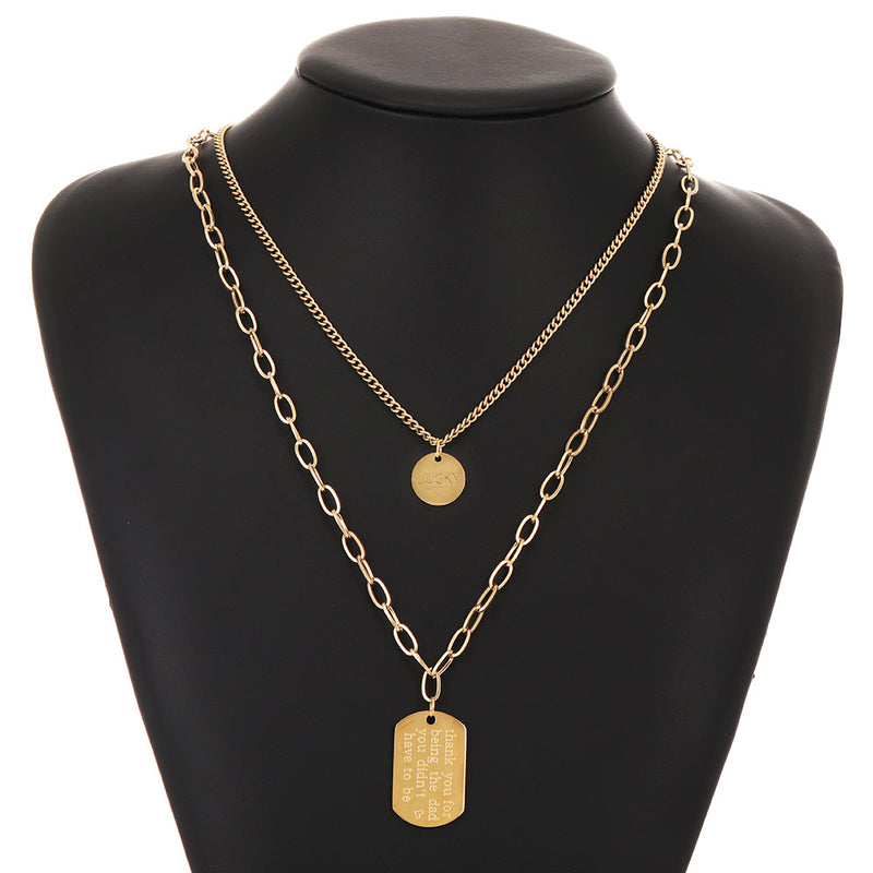 Double-Layer High-Quality Round Brand Square Brand Long Neckla