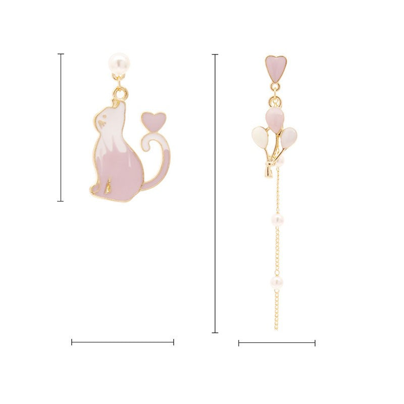Asymmetrical Stud Earrings Flower Tassel Earring Ear Clip