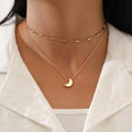 Double-layer Disc Crescent Necklace, A Set Of Five-pointed Star-shaped Pendants, Stacked Crescent Moon Pendants