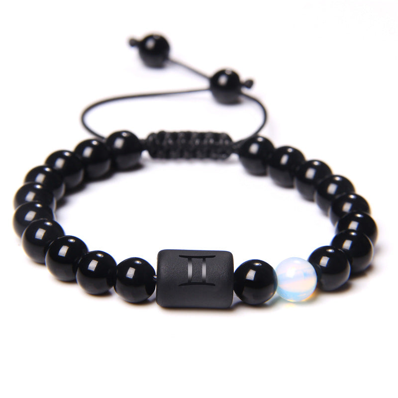 Constellation Black Glossy Beaded Bracelet