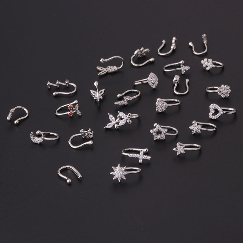 New Micro-inlaid Zircon U-shaped Nose Ear Bone Clip