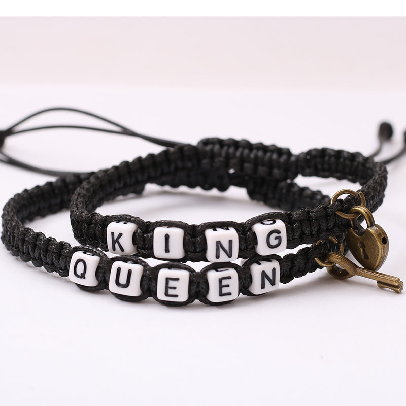 Fashion couple bracelet letter leather rope bracelet hand-woven bracelet