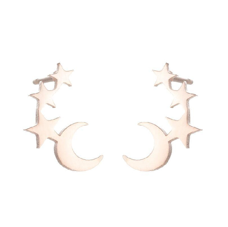 Love Ear Studs Electroplating Star Music Note Simple Geometric Stainless Steel Stud Earrings