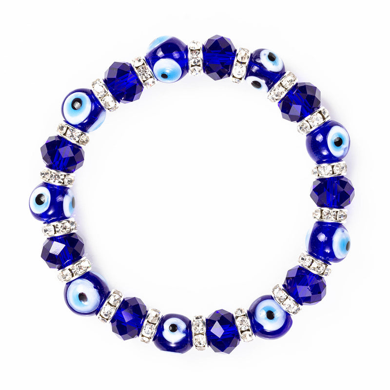 Blue Crystal Beaded Elastic Bracelet Jewelry
