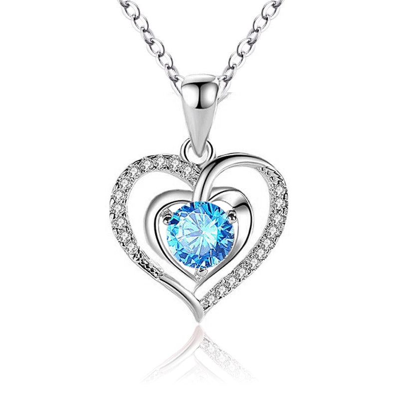 Silver Plated Pendant Love Heart Shaped Ocean Heart Pendant