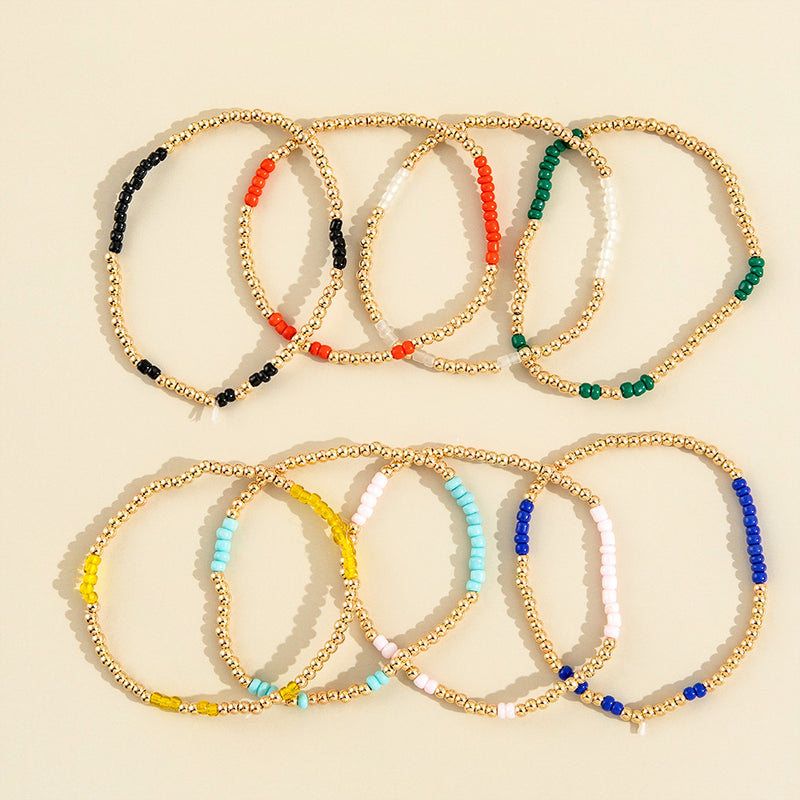 Rice Bead Chain Elastic Rope Bracelet Eight-piece Set