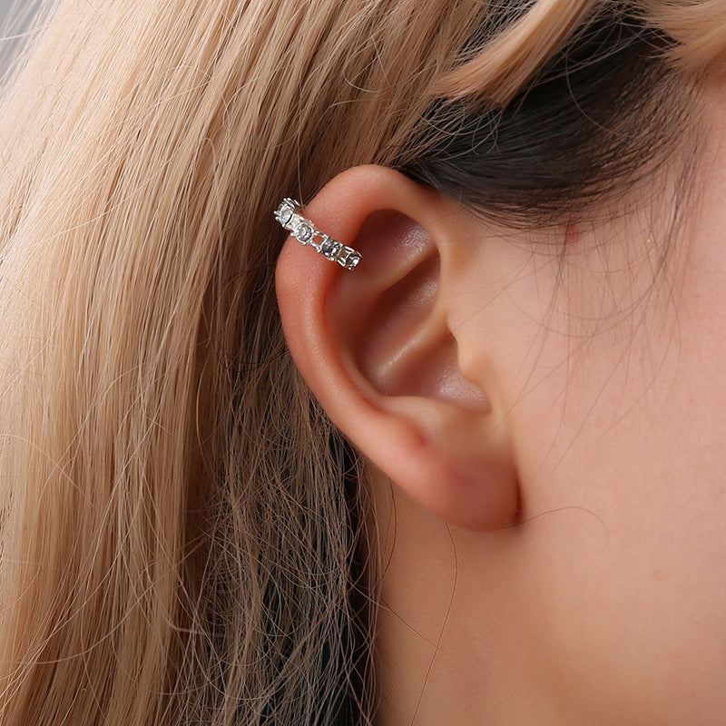 Diamond-studded Non-pierced Ear Clip Ear Buckle Earrings