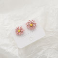 Silver Needle Small Daisy Flower Petal Earrings Cute Earrings