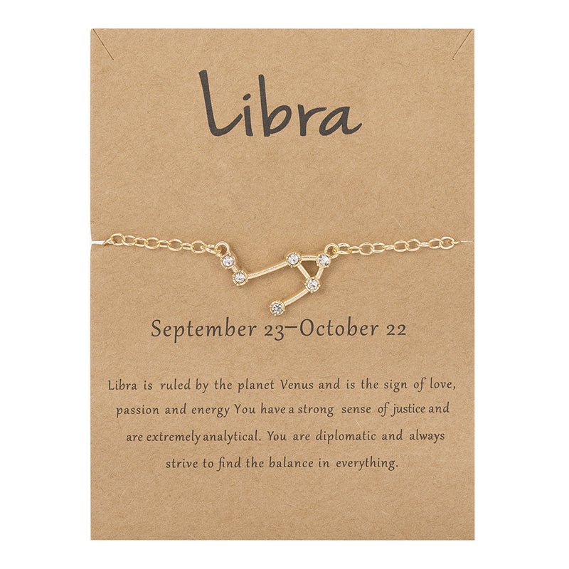 Women's Twelve Constellation Chain Bracelet In Paper Card