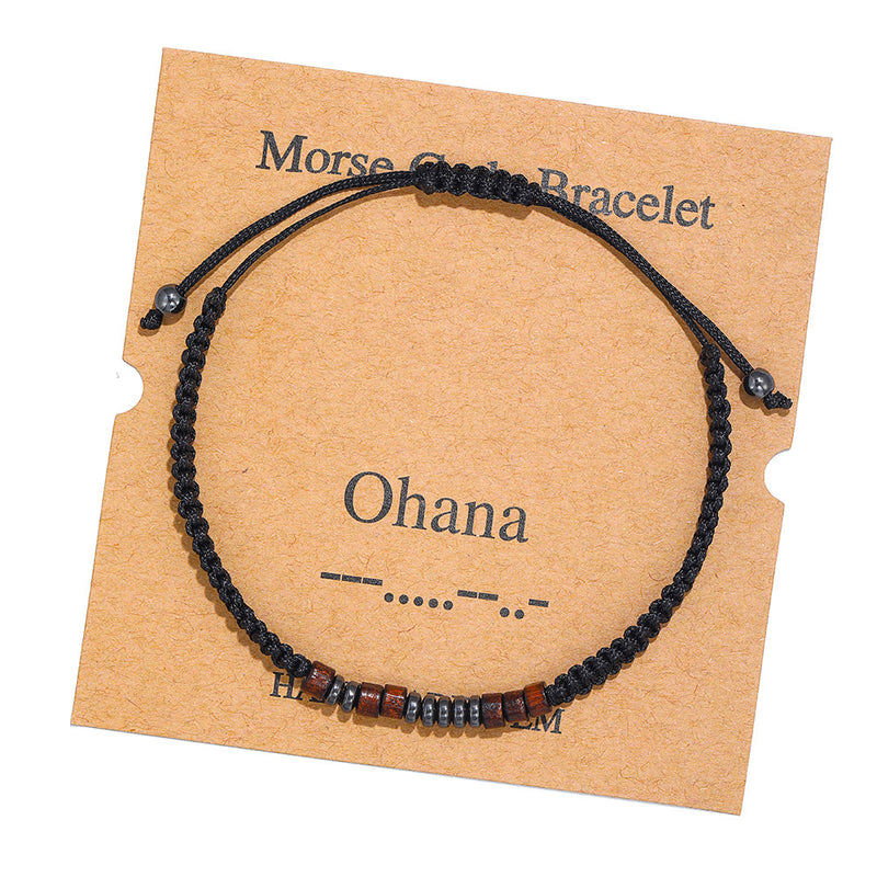 Morse Code Alphanumeric Couple Braided Bracelet