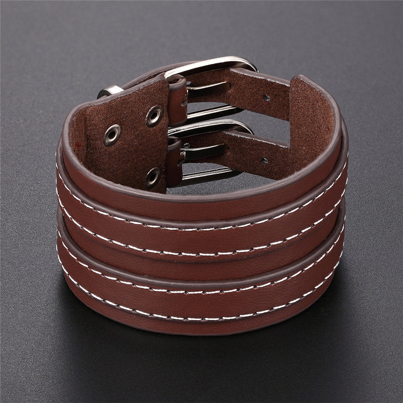 Car Thread Jewelry Personality Multi-layer Leather Double Buckle