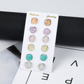 European And American Fashion Colorful Round Earrings Combination One Card 6 Pairs Set